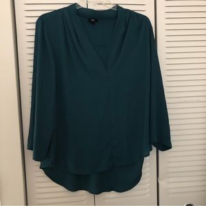 Massimo Teal V-Neck Blouse NWOT